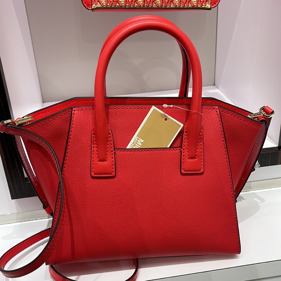 Michael Kors Avril Small Signature PVC Top Zip Satchel Crossbody Bag - Picture 7 of 16